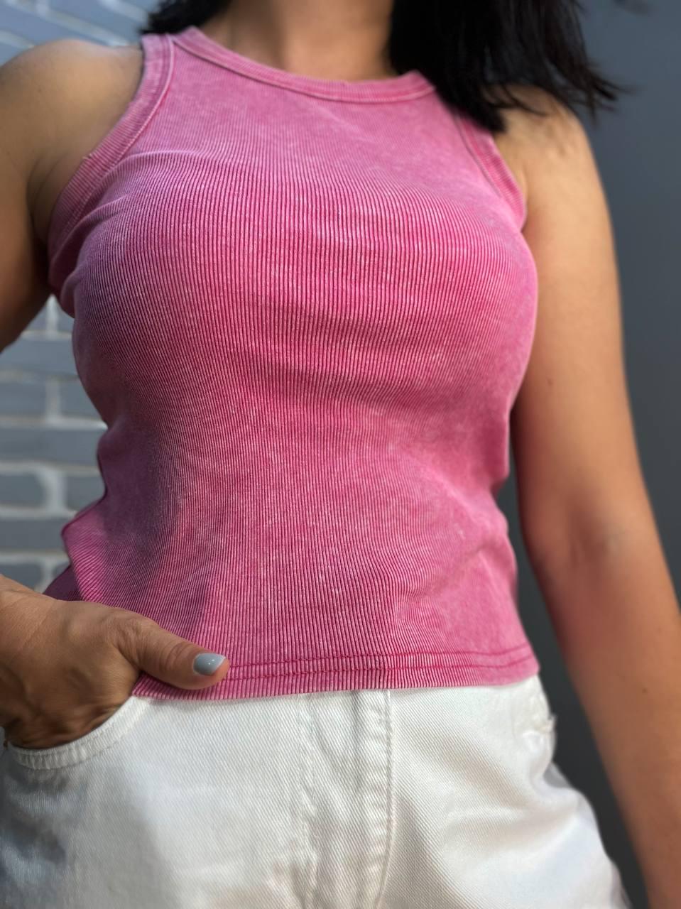 Майка женская YI FANG 501-2733 вареная рубчик порезанные швы OS Розовый (2233) - фото 7 Майка женская YI FANG 501-2733 вареная рубчик порезанные швы OS Розовый (2233) - фото 7