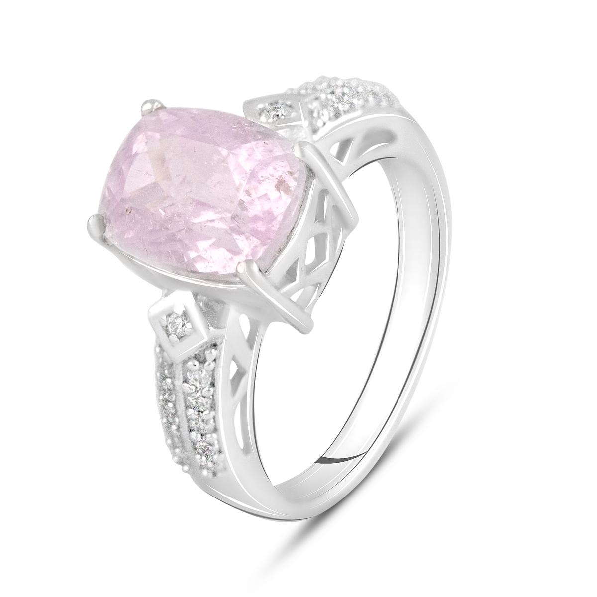 Кольцо серебряное с натуральным кунцитом 4,218 ct 4,9 г р. 17,5 (2116516)