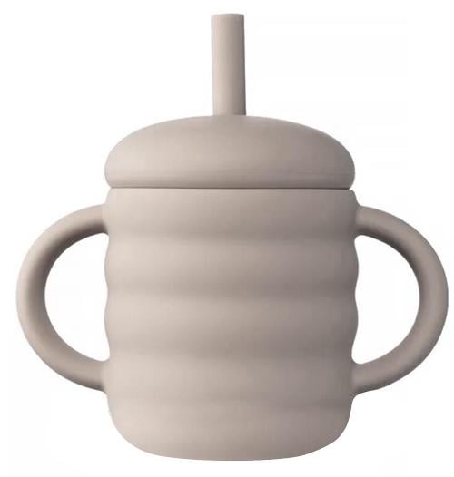 Чашка-поильник cиликоновый непроливайка 200 мл 2в1 Beige