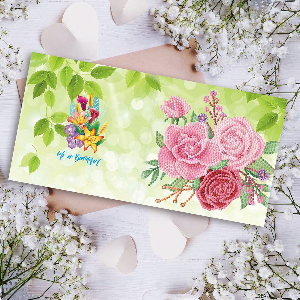 Открытка Алмазная мозаика SHLab Розы 30х15 см (35135)