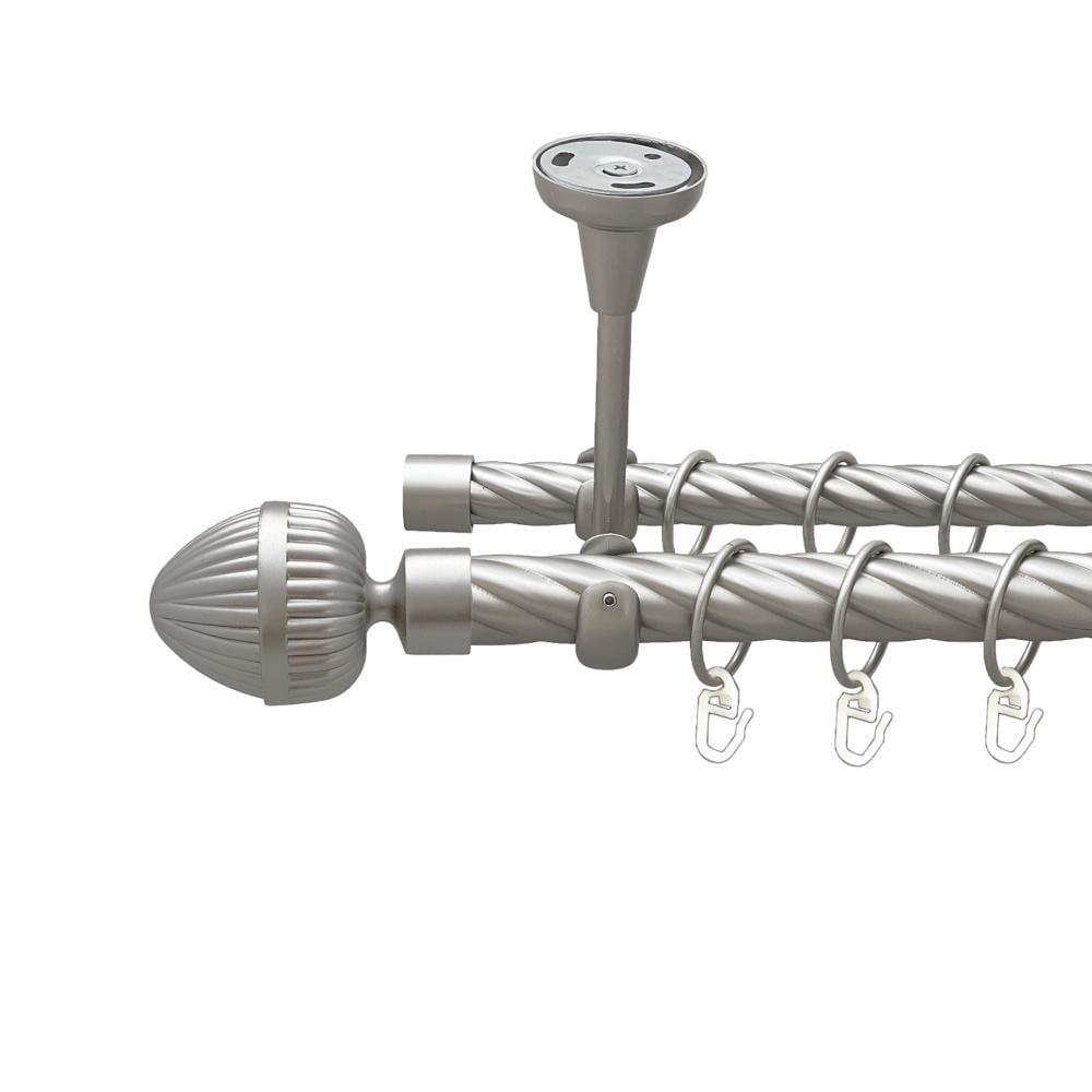 Карниз металлический Orvit Одеон двухрядный открытый к потолку/скрученная труба/кольцо металлическое Сатин 25/19 мм 160 см (00-00024242)