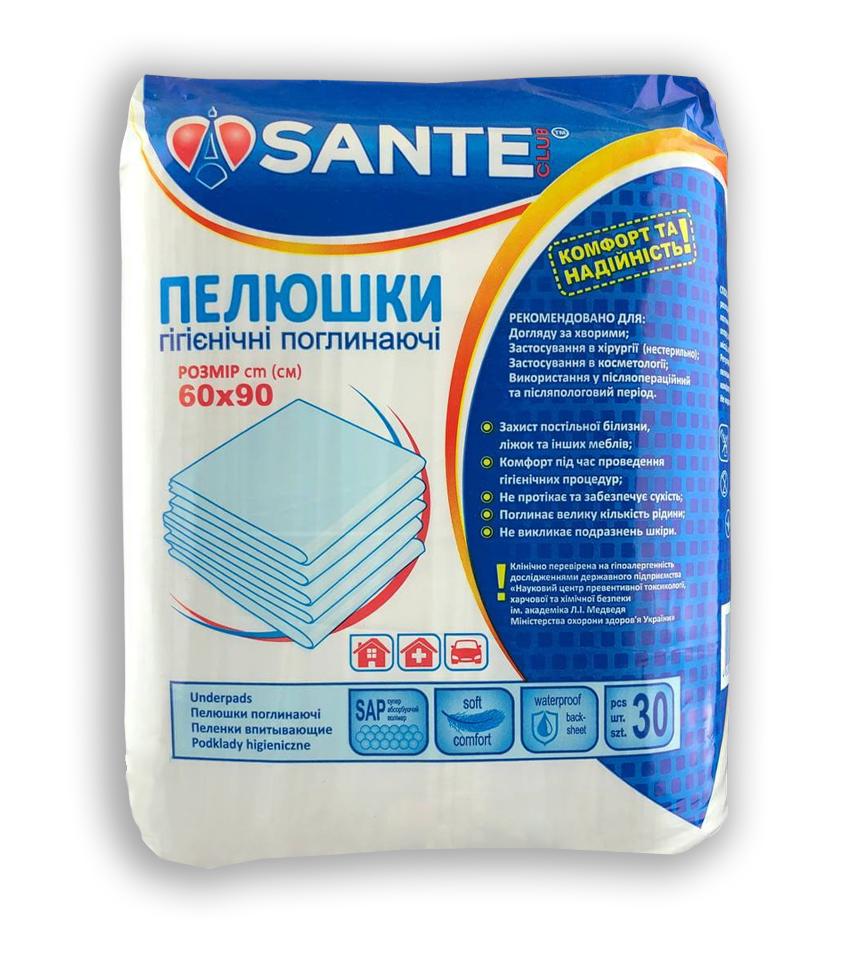 Пеленки гигиенические впитывающие SANTE CLUB 60х90 см 30 шт. (000002990)