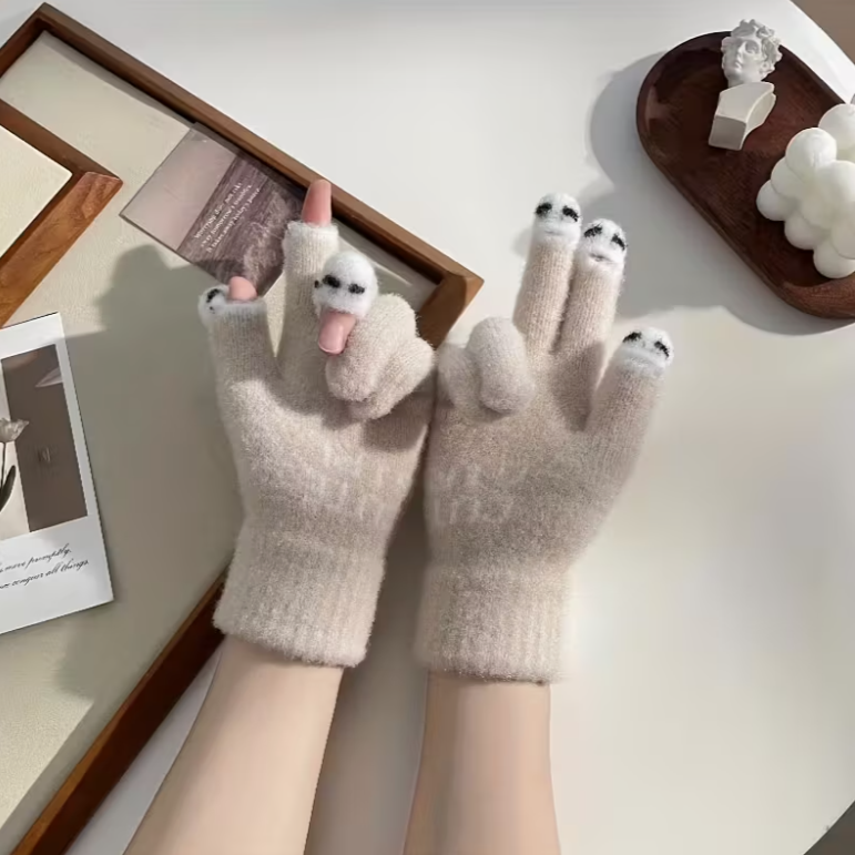 Рукавички-мітенки жіночі зимові з відкритими пальцями XL (1311/2) - фото 7