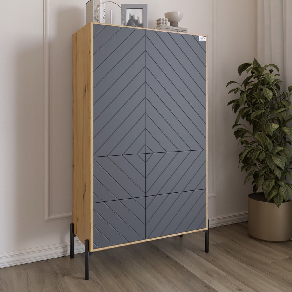 Комод-пенал Lion Амарант 84x40x150 см Дуб Артизан/Графитовый (LION-042126)