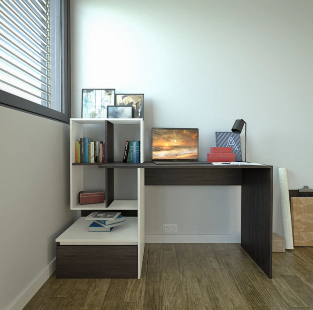 Письменный стол компьютерный для школьника 1450х1116х516 мм Венге/Белый (524524)