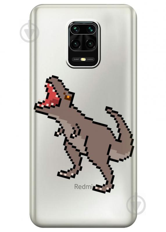 Прозрачный силиконовый чехол iSwag для Xiaomi Redmi Note 9S с рисунком - Пикселький динозавр (M1697) Прозрачный силиконовый чехол iSwag для Xiaomi Redmi Note 9S с рисунком - Пикселький динозавр (M1697)