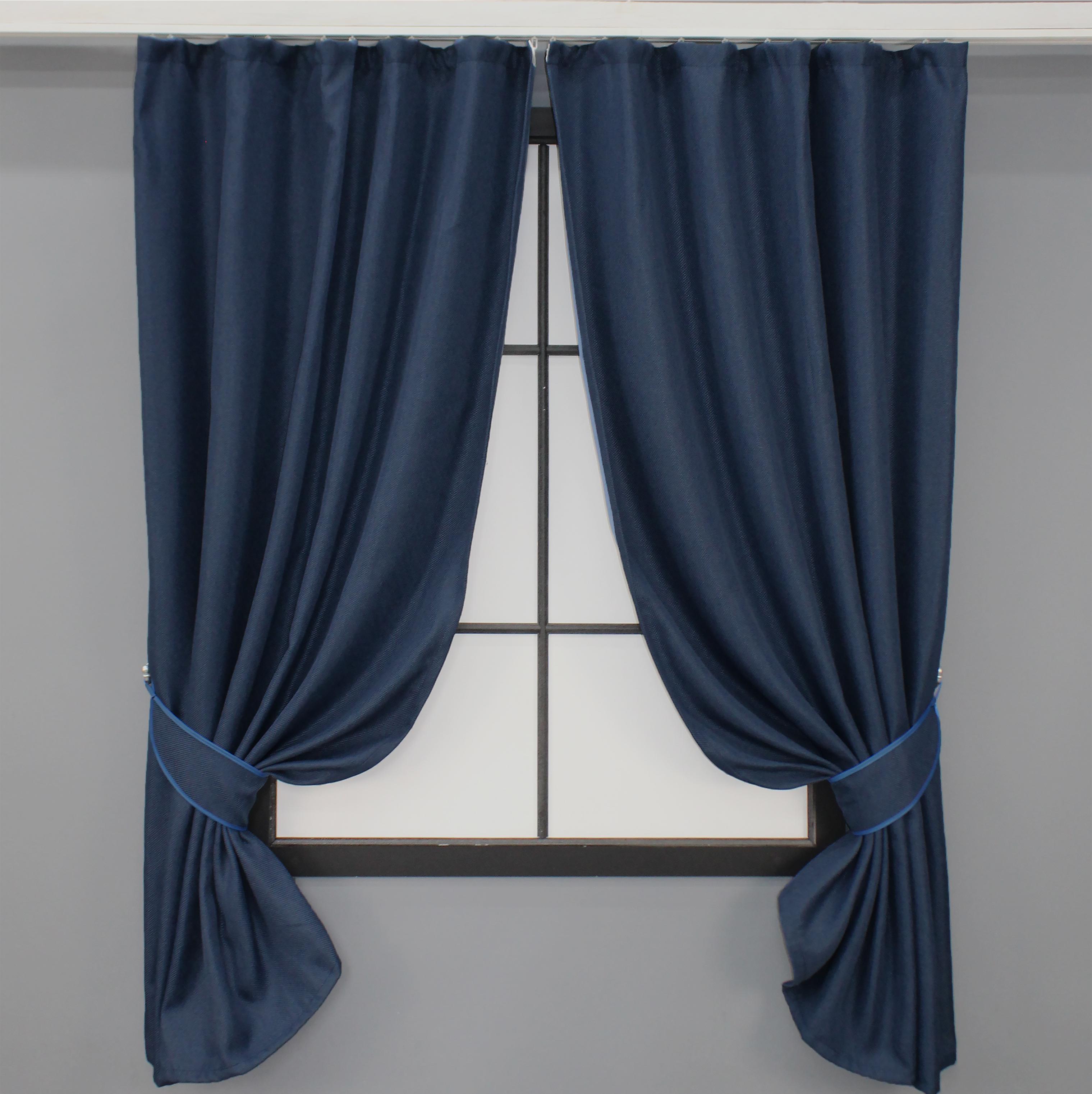 Комплект коротких штор VR-Textil Лен-блэкаут Лен Мешковина № 1360ш 130х170 см 2 шт. Темно-синий (35-0104)