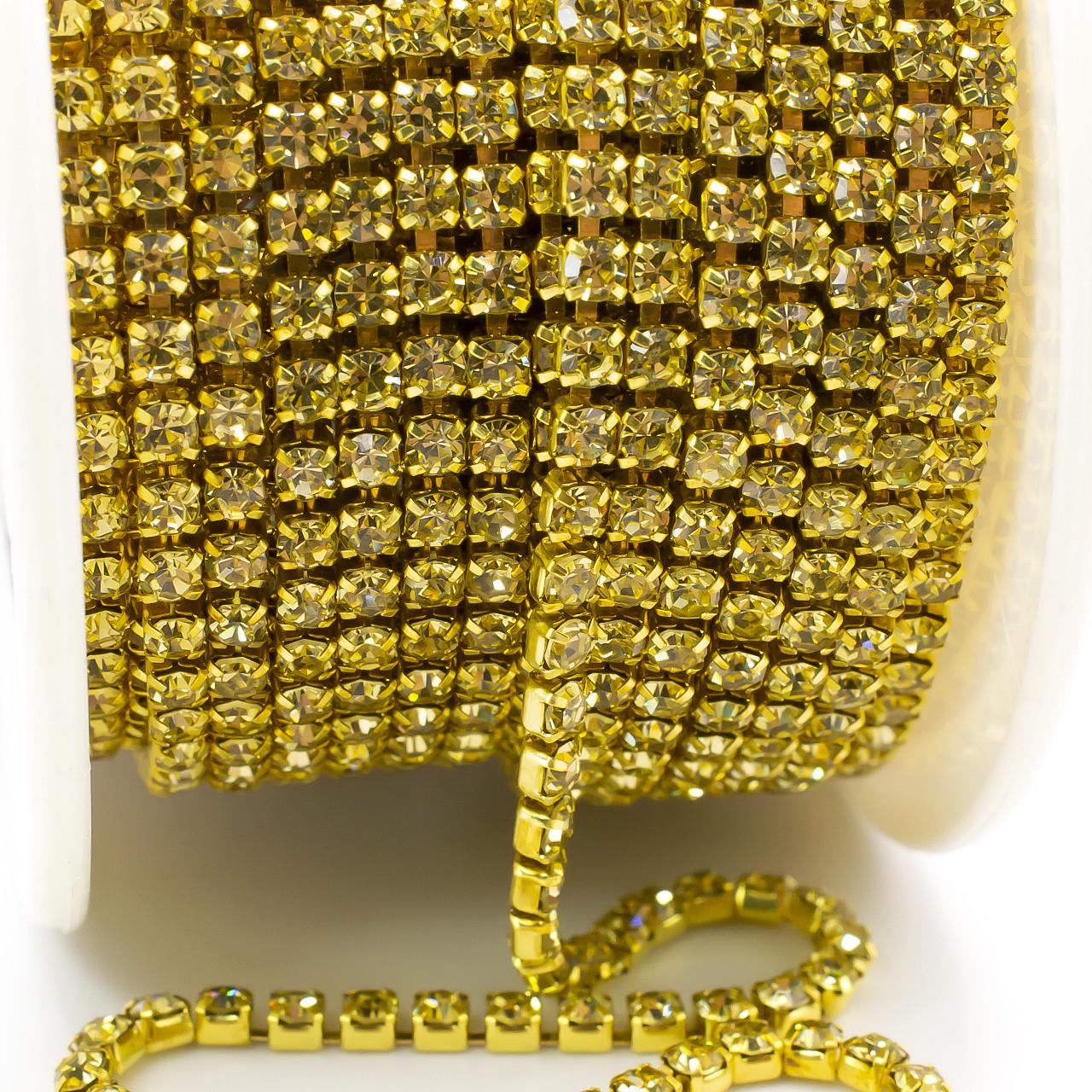 Цепь стразовая SS8 2,5 мм 1 м Jonquil gold (ЦС0802з17)