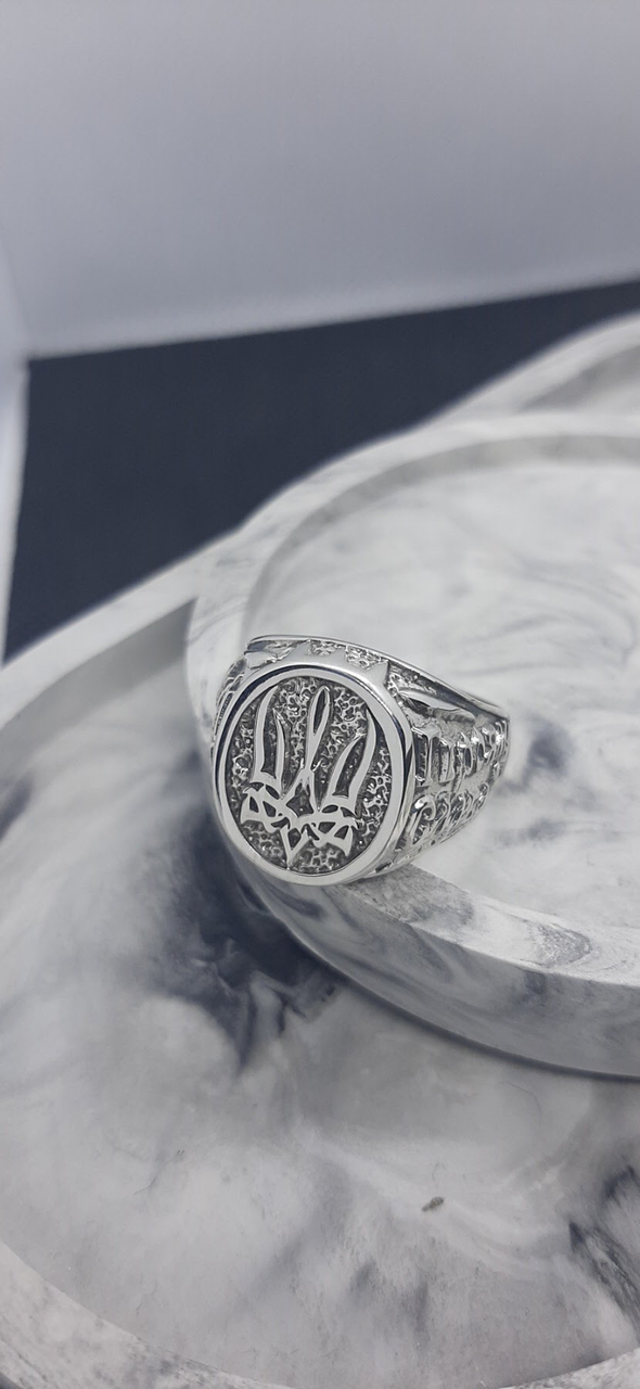 Перстень срібло з тризубом Слава Україні Героям Слава 925 проба (30092643)