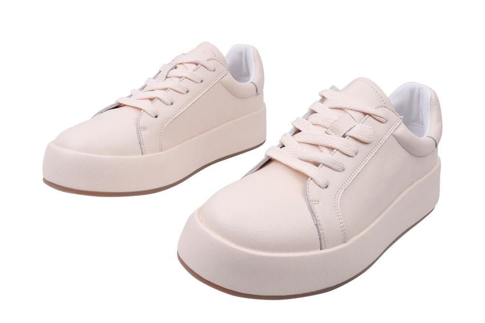 Кеди жіночі Gifanni зі шкіри на низькому ходу на шнурівці р. 36 Пудровий (95-21DTC) - фото 5