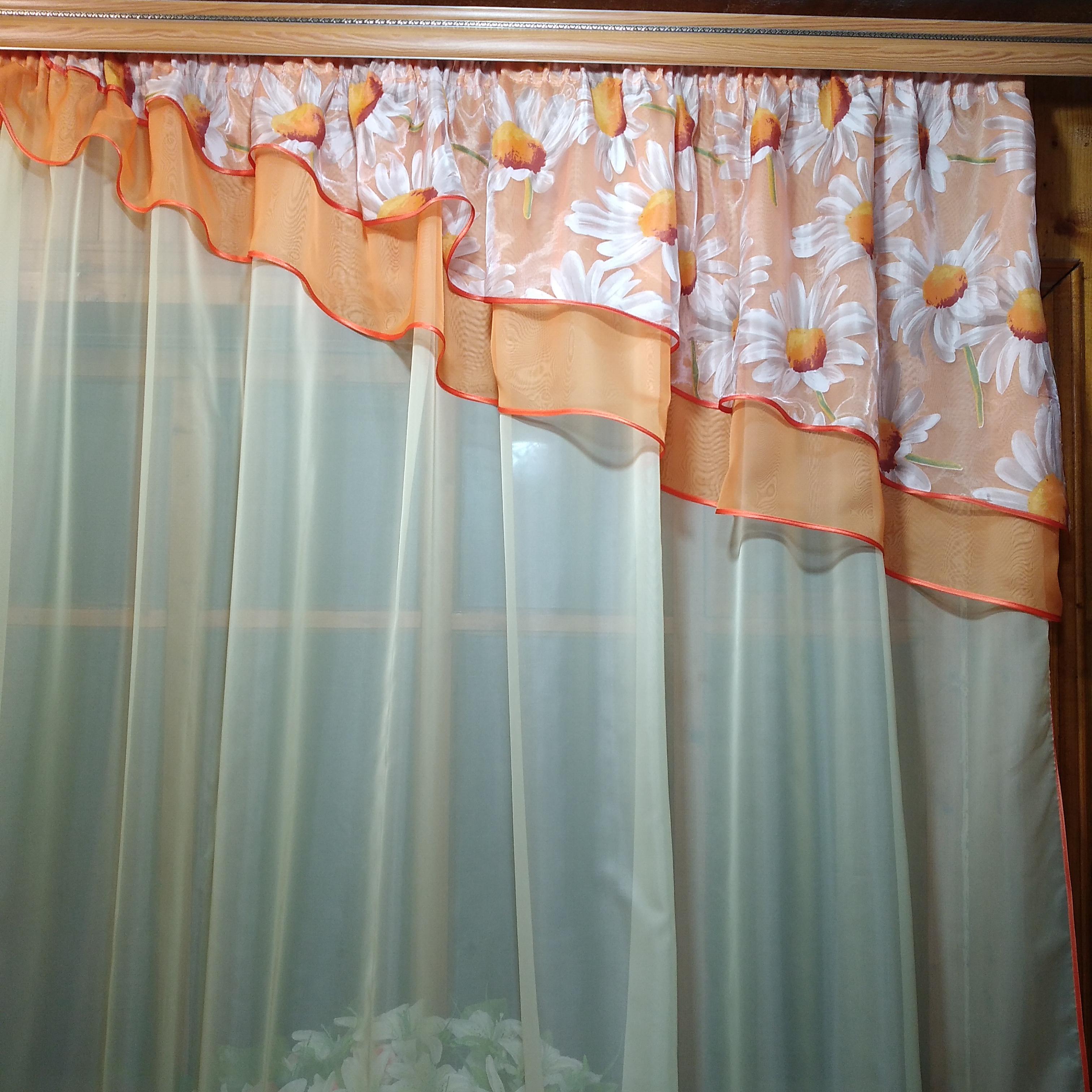 Шторка кухонна готова Алія Місячна/Помаранчева/Ромашка - фото 5