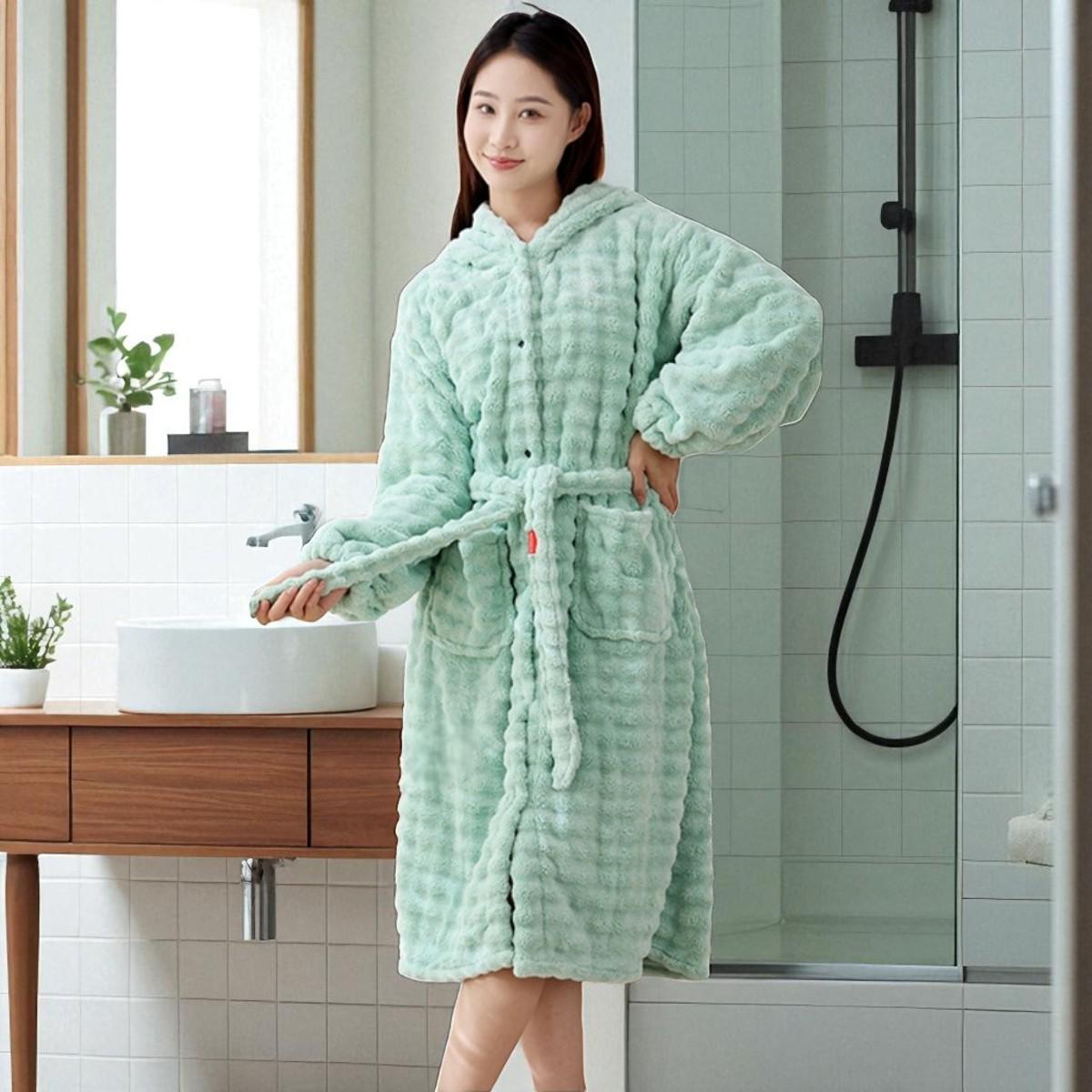 Халат женский теплый Koloco с капюшоном one size (41994) - фото 2