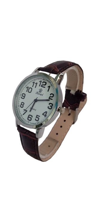 Часы мужские на ремешке d-40 мм Silver/White/Brown (3758)