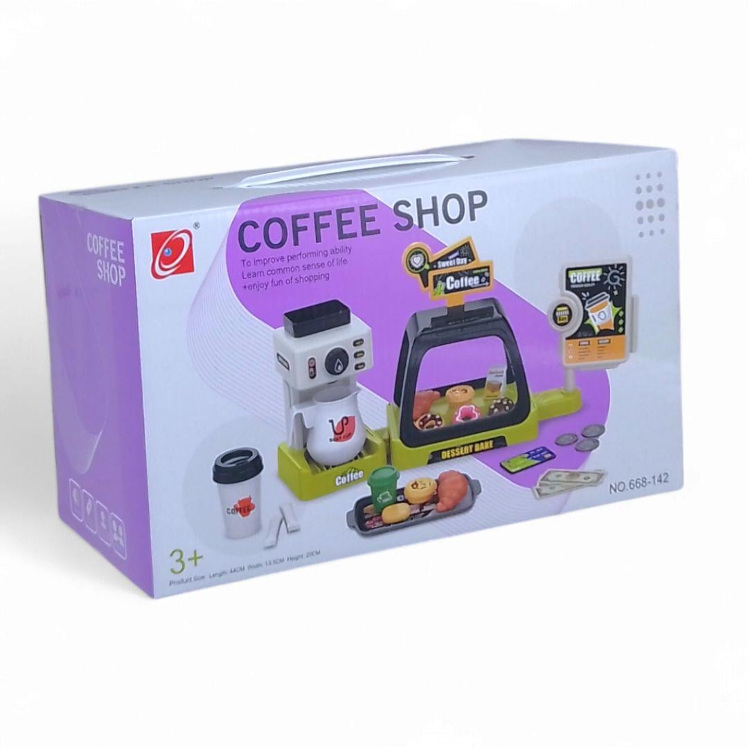 Игровой набор Кофейня звуковые эффекты/кофеварка наливает напиток/витрина со сладостями/сладости 41 эл. (253384)