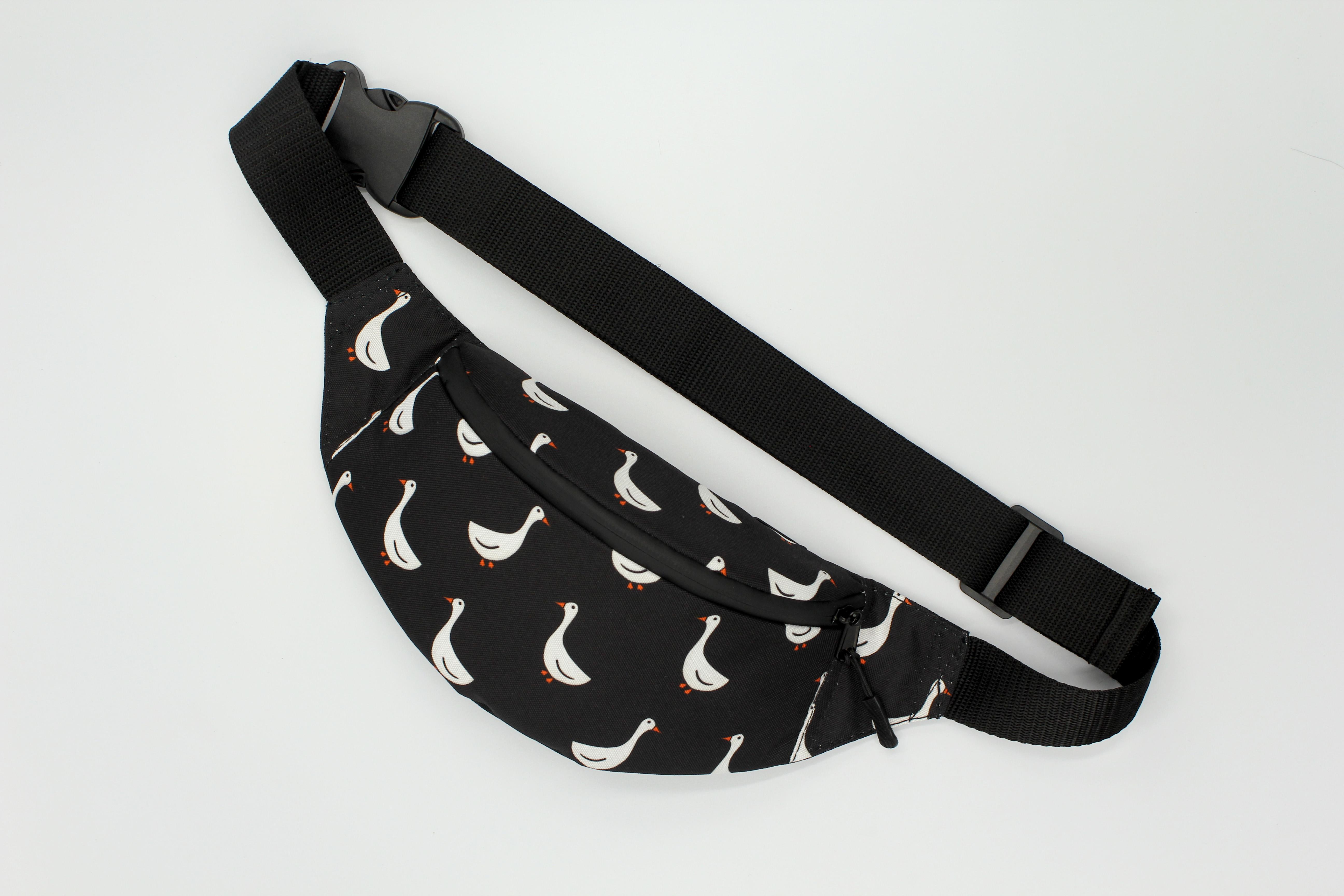 Сумка бананка Гуси Чорний (BT-034) - фото 1 Сумка бананка Гуси Чорний (BT-034) - фото 1