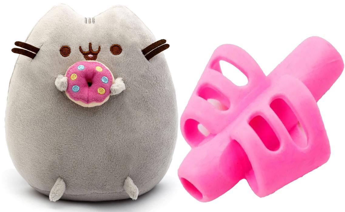 М'яка іграшка Pusheen cat S&T з пончиком 23х25 см/насадка для корекції письма (n-10025)