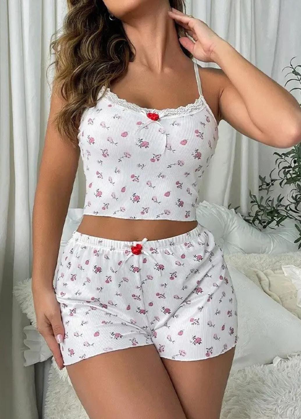 Пижама женская Perfect Roses майка-топ и шортики L Белый (1834-46) Пижама женская Perfect Roses майка-топ и шортики L Белый (1834-46)