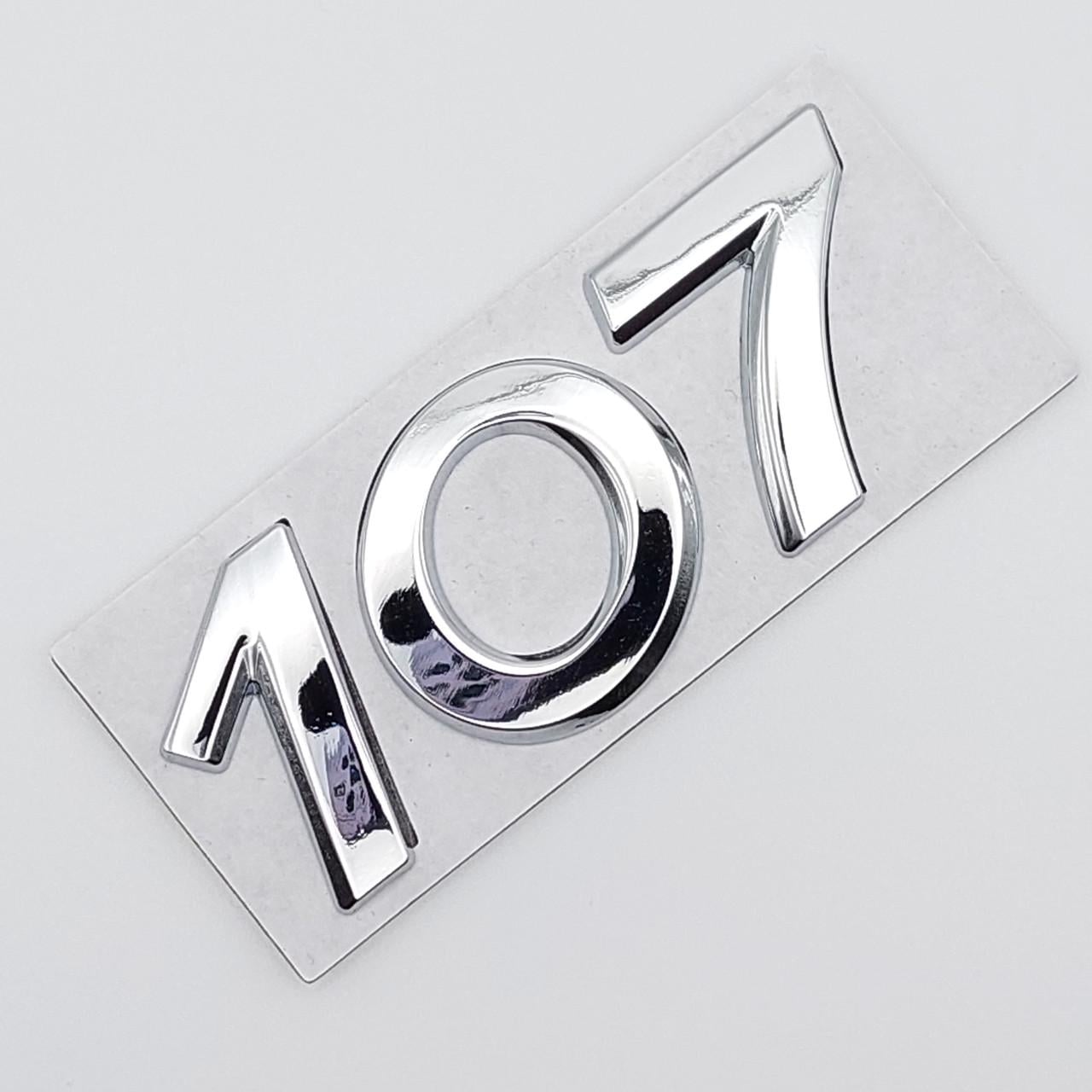 Эмблема надпись 107 Peugeot металл 9,2х2,5 см Хром глянцевый (1759815955)