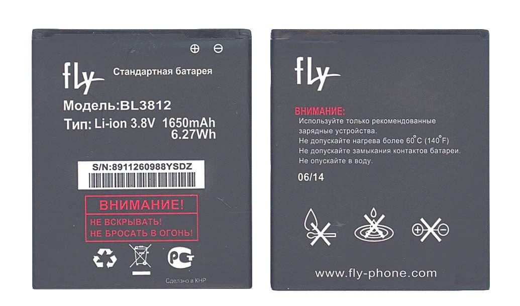 Аккумулятор для смартфона Fly BL3812 IQ4416/Era Life 5 3,8V 1650 mAh 6,27 Wh Black Аккумулятор для смартфона Fly BL3812 IQ4416/Era Life 5 3,8V 1650 mAh 6,27 Wh Black