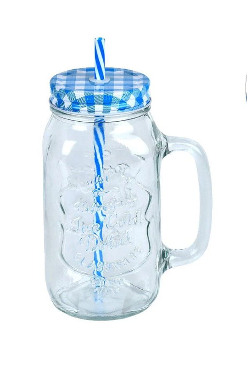 Чашка-банка з кришкою та трубочкою 600 мл (R101052-M)