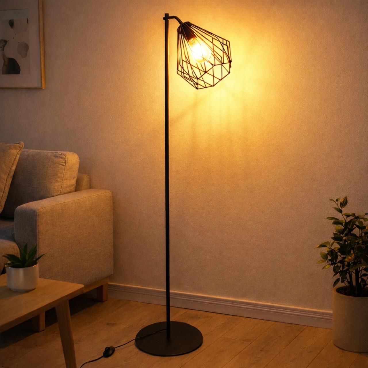 Торшер MSK Electric Silvia в современном стиле под лампу Е27 Черный (NL 2118 BK)