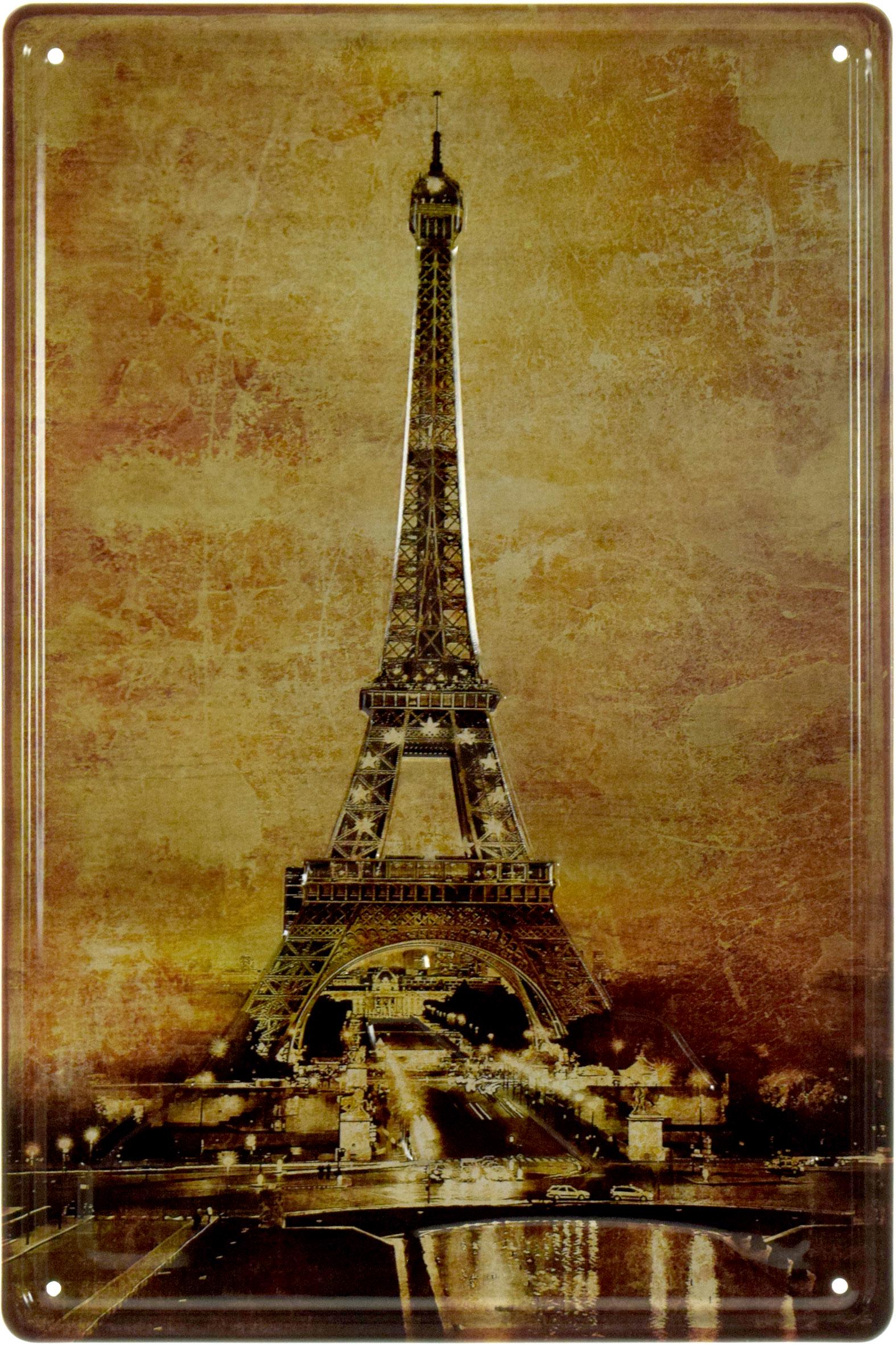Табличка металлическая Эйфелева Башня Франция 20x30 см