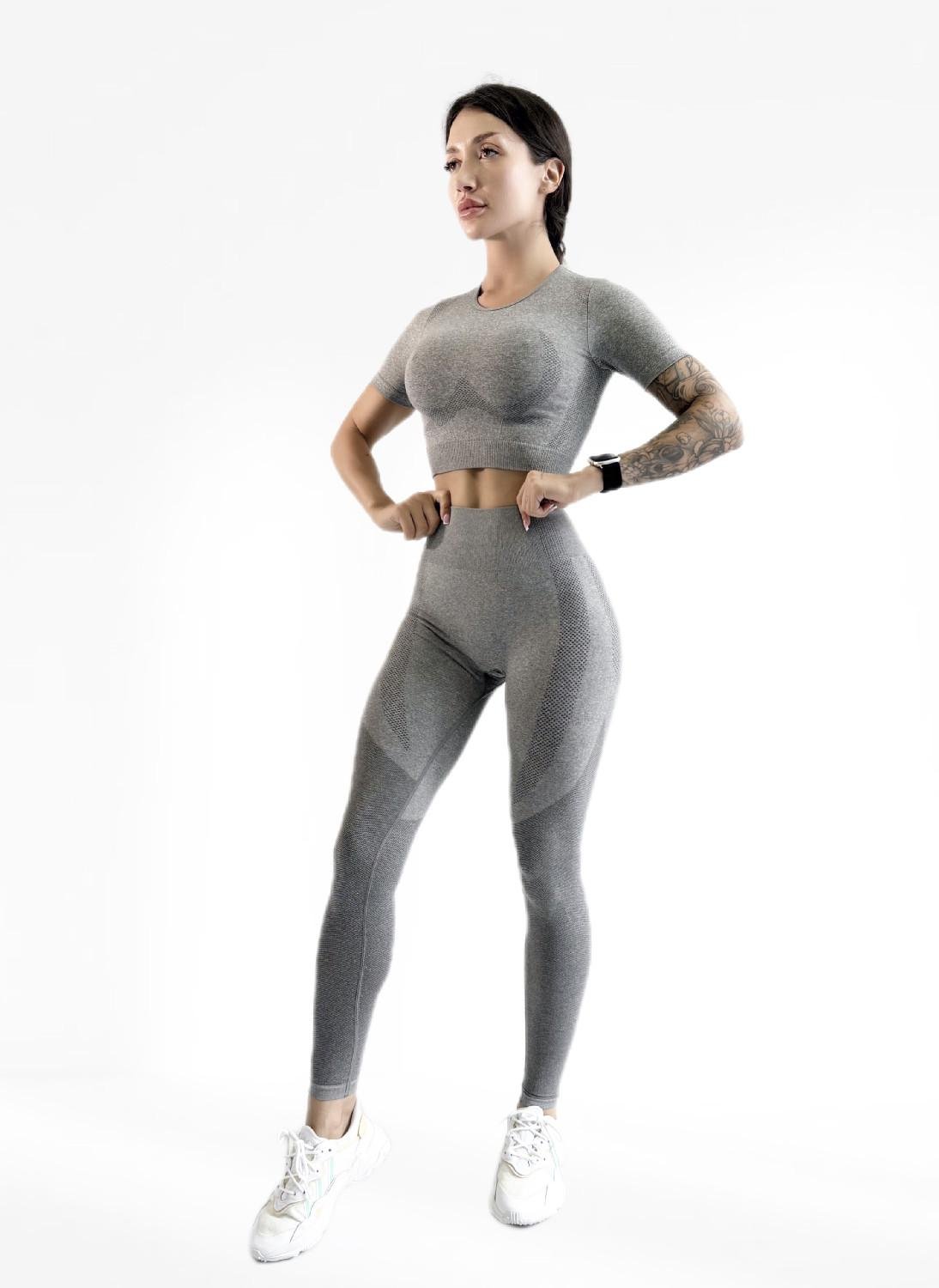 Костюм для фитнеса женский LILAFIT лосины пуш ап/топ S Серый (LFS000141)