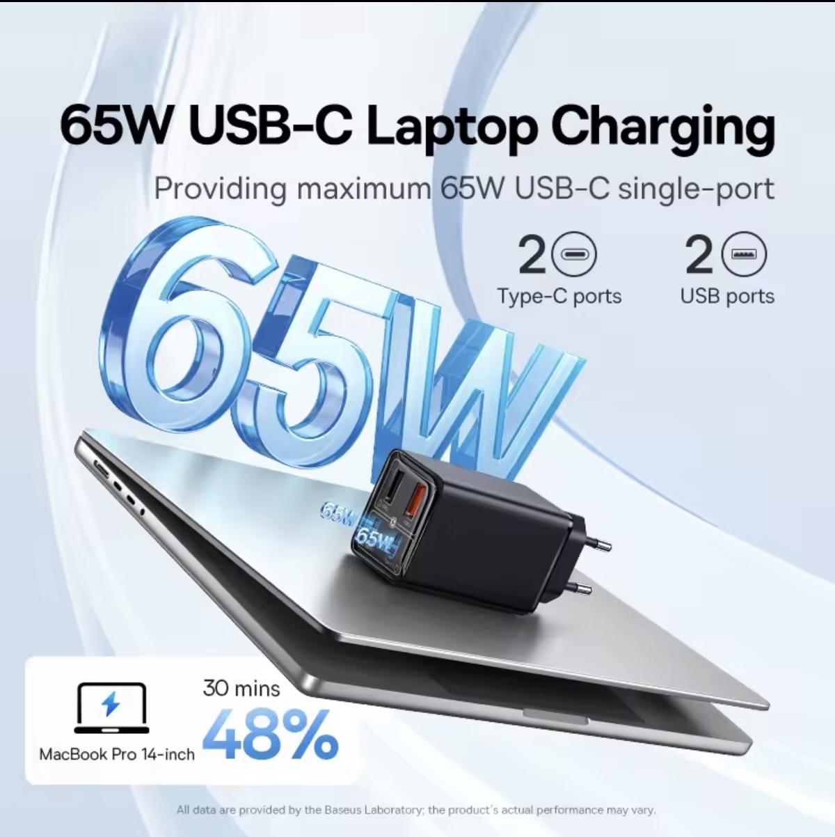 Зарядное устройство для BASEUS GaN6 Pro Fast Charger 2C+2U 65 W Black (28939208) - фото 6 Зарядное устройство для BASEUS GaN6 Pro Fast Charger 2C+2U 65 W Black (28939208) - фото 6