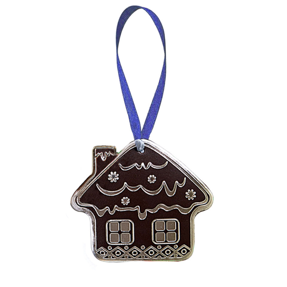 Новогодняя игрушка Домик из натуральной кожи (Toy-House-Black-Silver) - фото 1