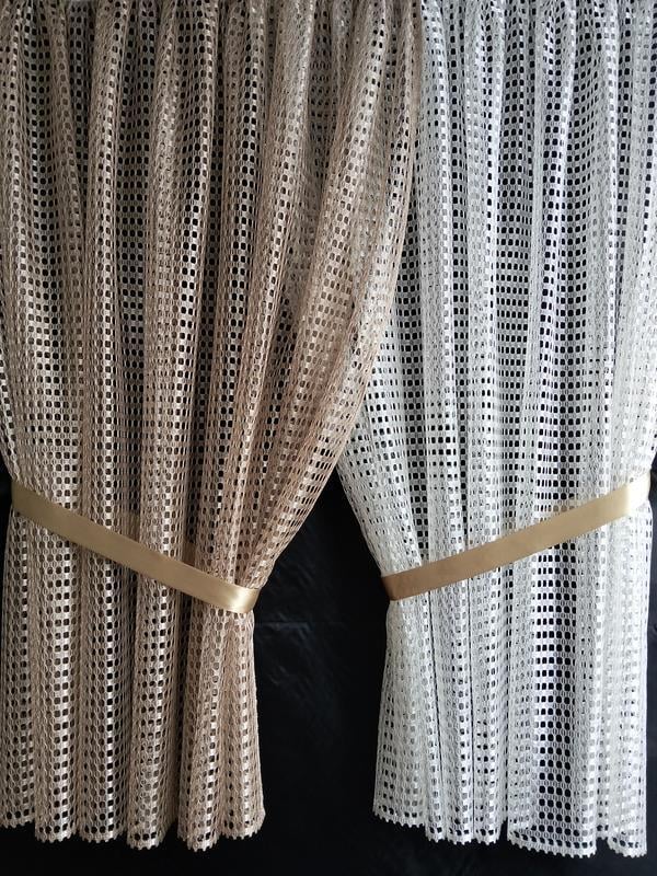 Сетка Дуэт кубик с атласными подхватами 460х180 см Бежевый (дн-беж)