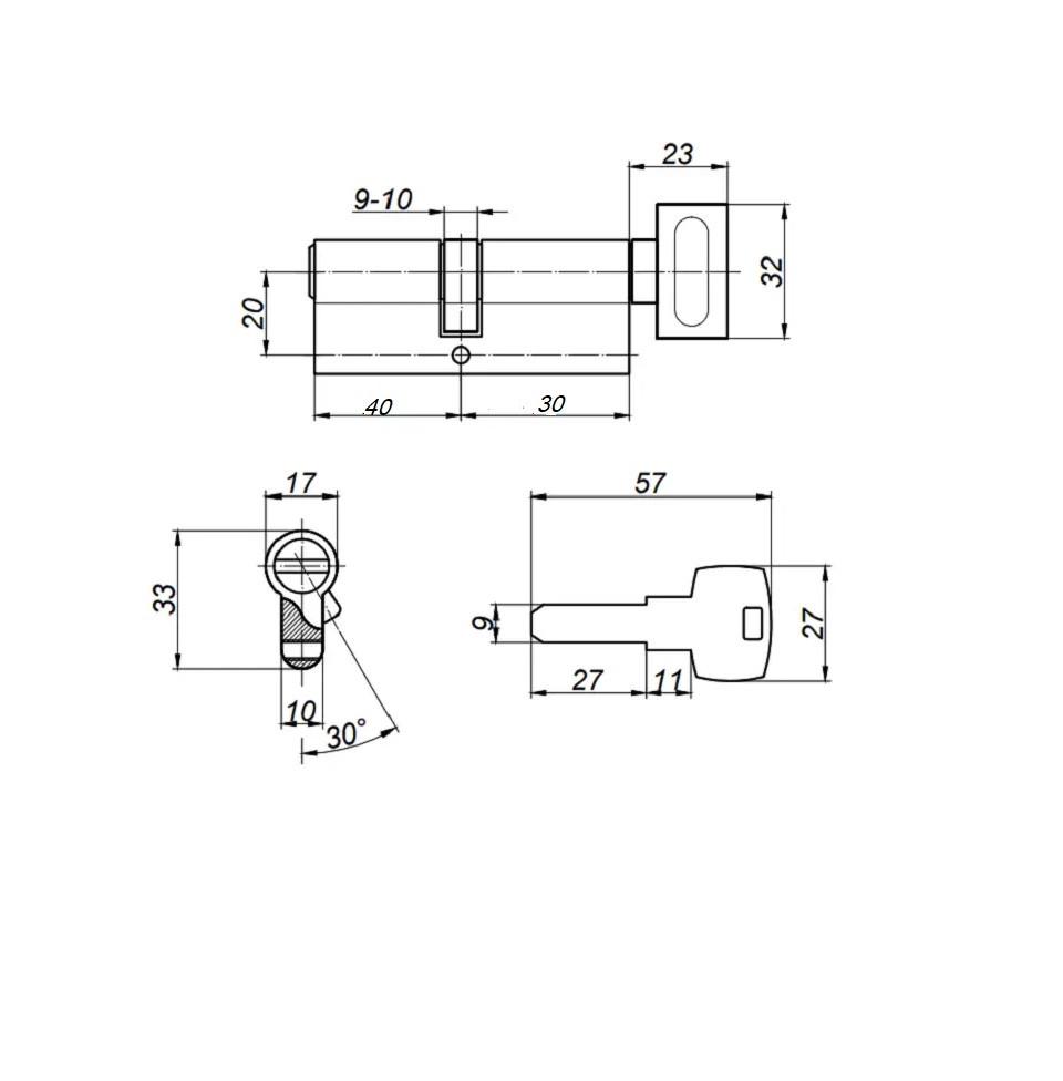 Цилиндровый механизм Apecs EM-70 40х30С-CN - фото 3 Цилиндровый механизм Apecs EM-70 40х30С-CN - фото 3