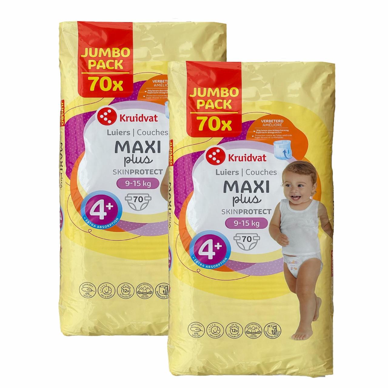 Підгузки дитячі Kruidvat Jumbopack 4+ 9-15 кг 140 шт. (2446059955)
