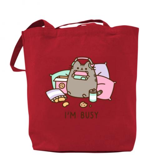 Шопер Pusheen "I'm Busy" 37х41 см Красный (13422422-3-184714)