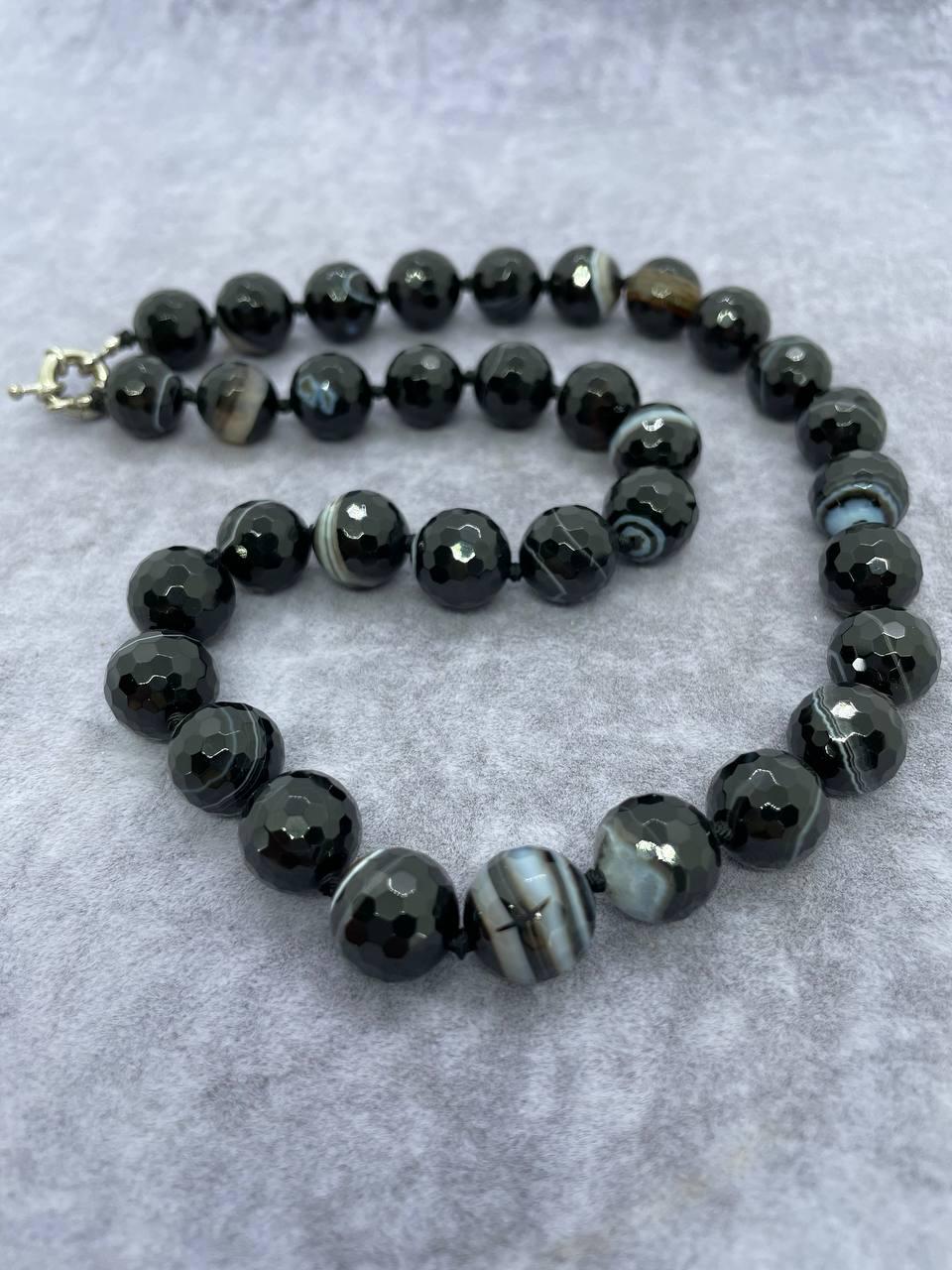 Намисто агат 11 мм 45 см Чорний (1252)