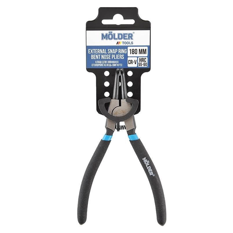 Клещи Molder для наружных стопорных колец, изогнутые Cr-V 180мм