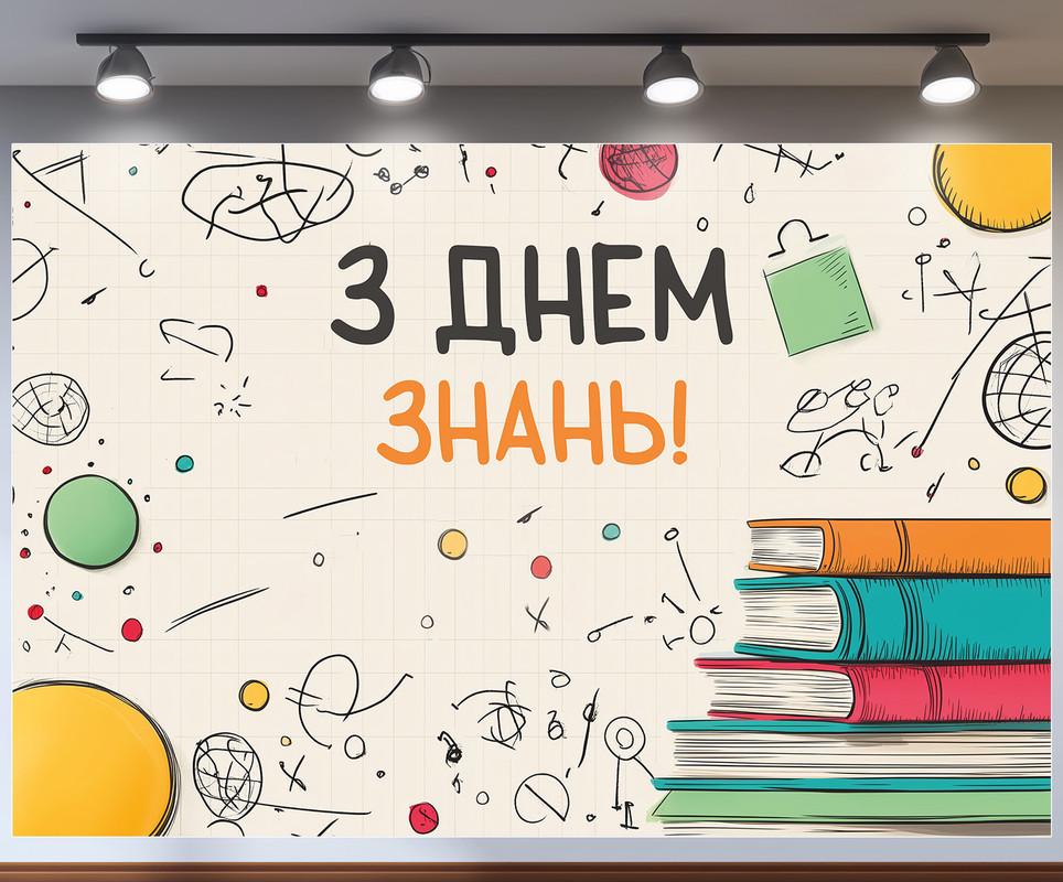 Баннер для фотозоны на 1 сентября "З Днем знань!" 300х200 см №41346