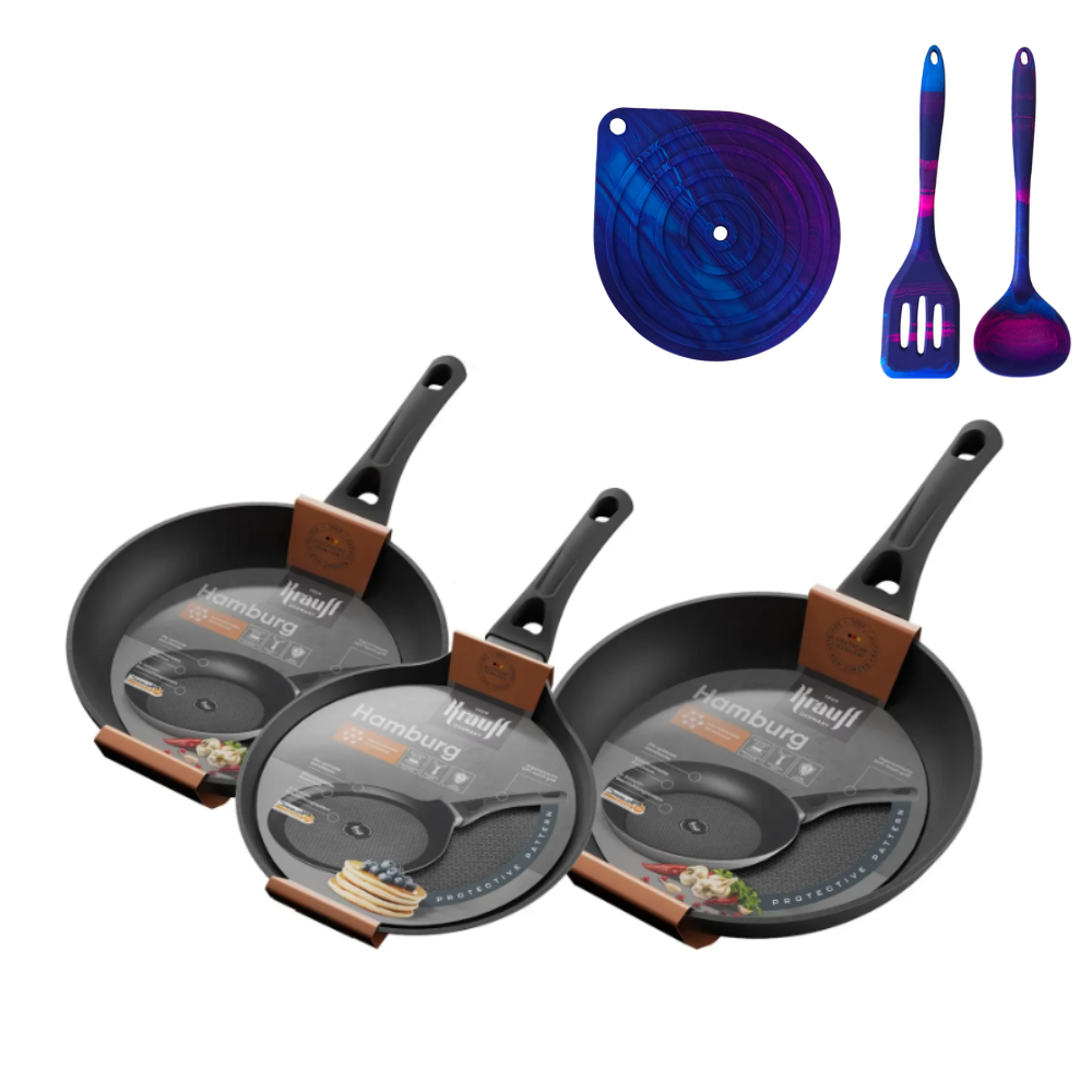 Набір сковорідок Krauff Hamburg з ополоником та підставкою (28444)