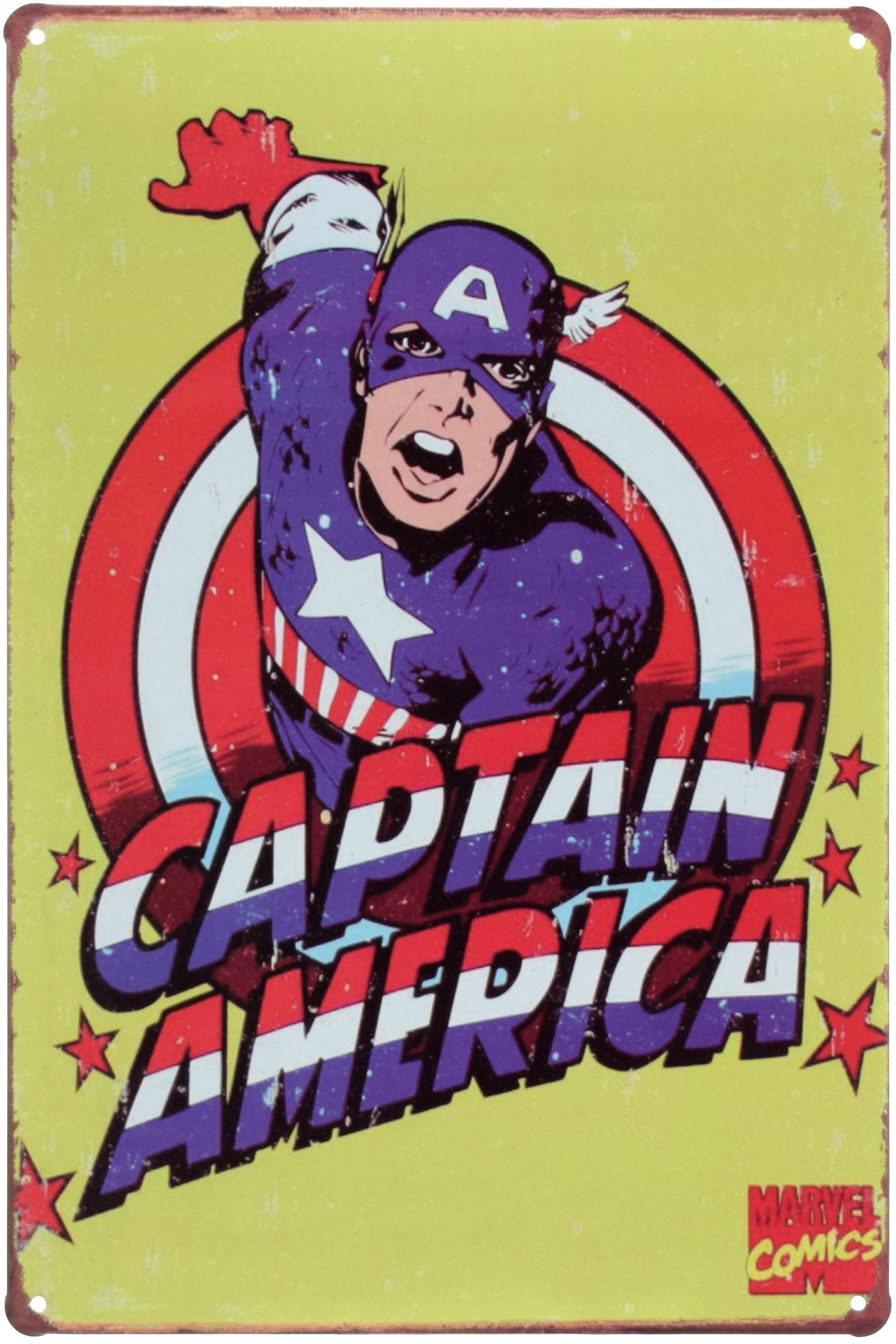 Табличка металлическая Капитан Америка Classic Marvel Superhero 20x30 см