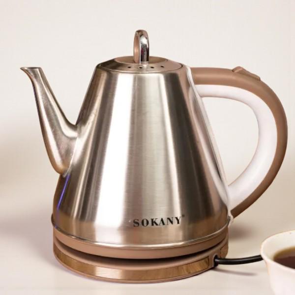 Чайник електричний Sokany SK-SH-1083 металевий із нержавіючої сталі 1,5 л 1100 Вт Сріблястий (b-SK-SH-1083)