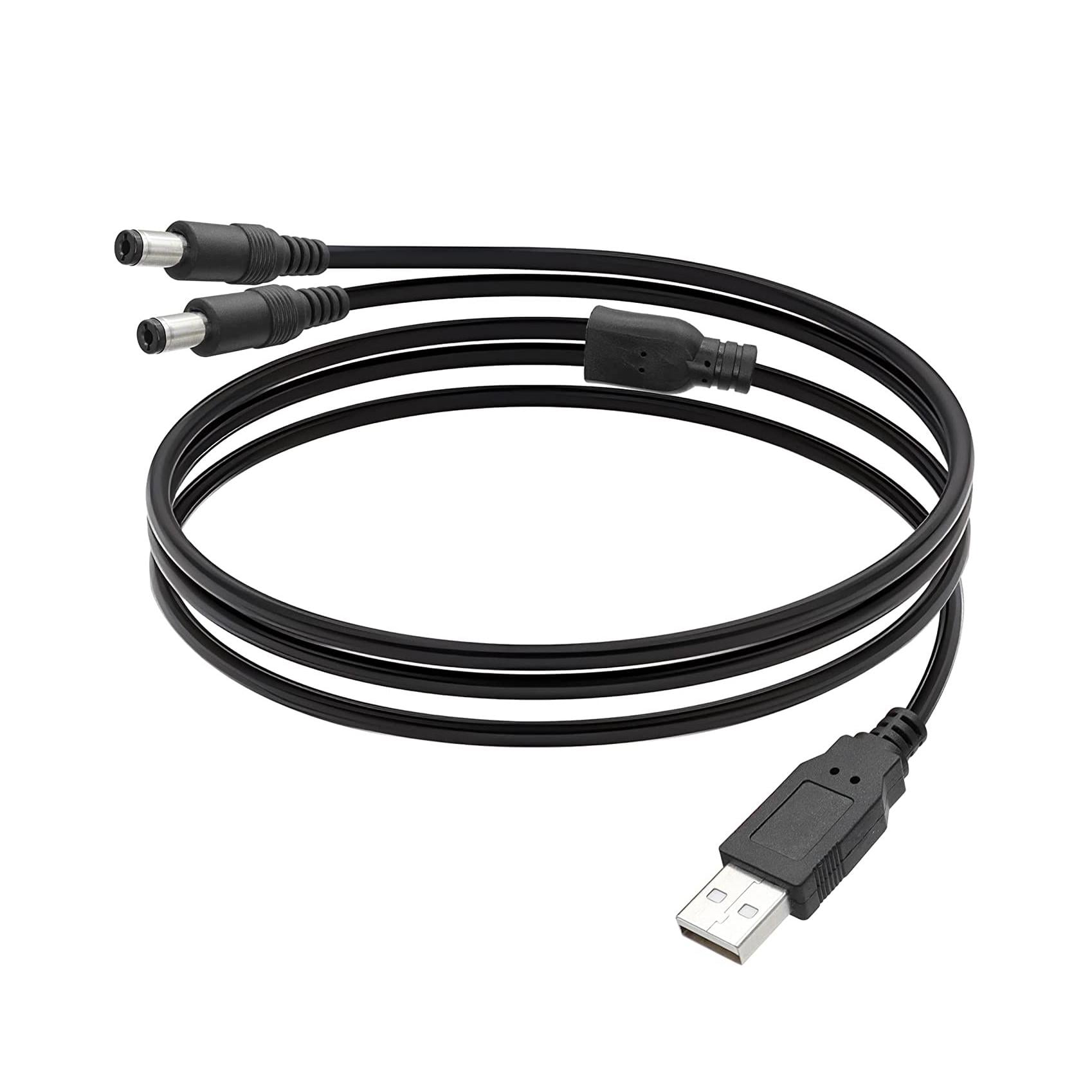 Кабель-шнур живлення 5 В подвійний для Wi-Fi роутера USB-DC 5,5x2,1 мм (KABROU-1410)