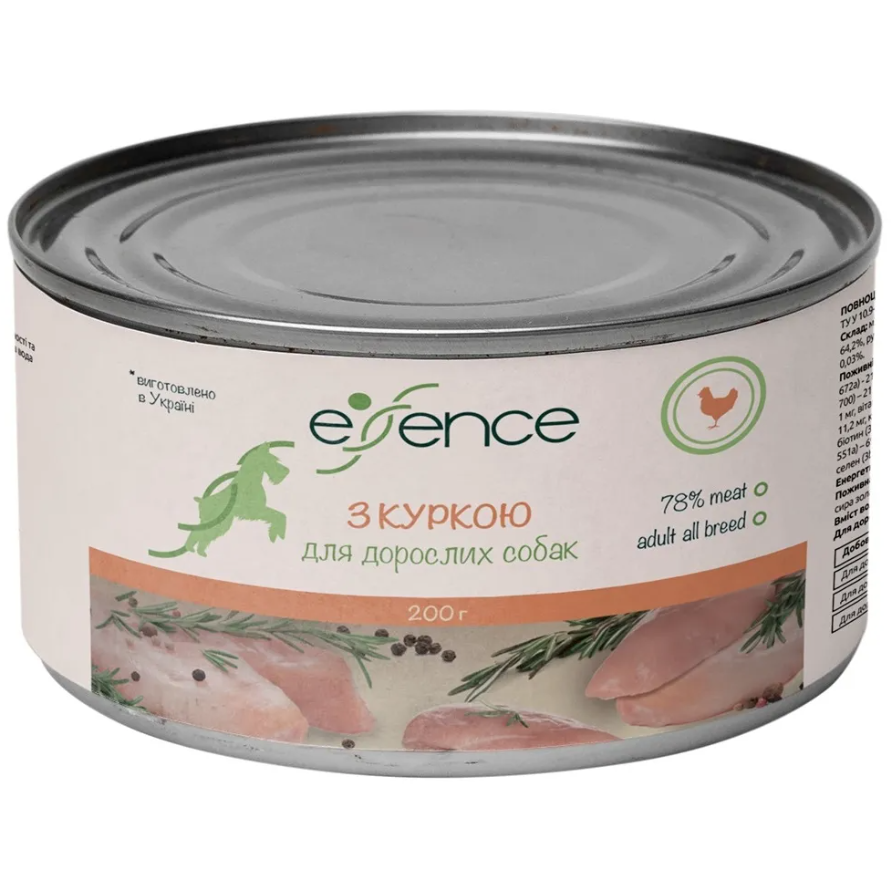 Корм влажный Essence с курицей для взрослых собак 200 г (20321)