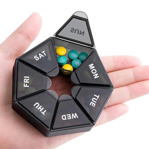 Таблетница на 7 дней 8,5х8,5х2 см Черный (D-0046) - фото 4 Таблетница на 7 дней 8,5х8,5х2 см Черный (D-0046) - фото 4