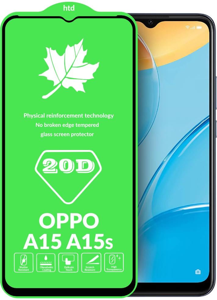 Защитное стекло 20D Glass OPPO A15/A15s большой радиус (15768)
