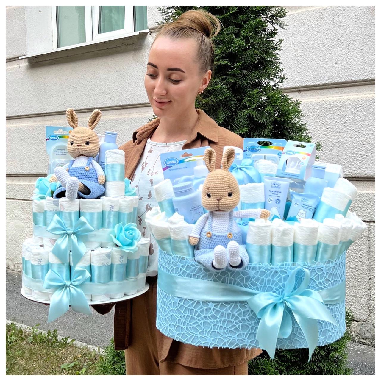 Букет з памперсів та дитячої косметики на виписку в пологовий Блакитний (1963545056) - фото 2 Букет з памперсів та дитячої косметики на виписку в пологовий Блакитний (1963545056) - фото 2