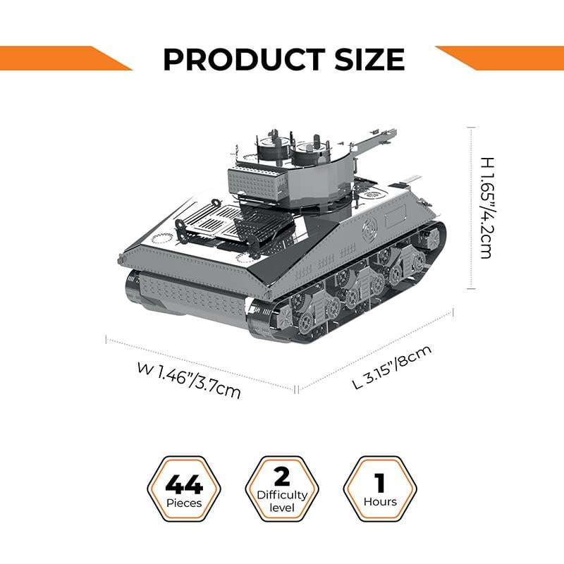 Конструктор METAL-TIME M4 Sherman MT070 коллекционная модель (3031525) - фото 7