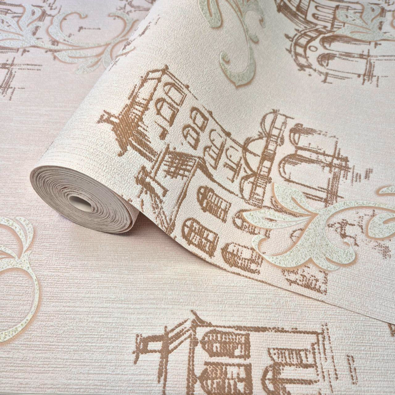 Шпалери вінілові 3712-02 з архітектурним візерунком для спальні/вітальні/прихожої/кухні 10,05x1,06 м Бежевий (2564122757) Шпалери вінілові 3712-02 з архітектурним візерунком для спальні/вітальні/прихожої/кухні 10,05x1,06 м Бежевий (2564122757)