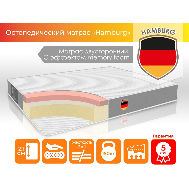 Матрас HomeFort Hamburg 120x200 см беспружинный с памятью Мемори - фото 2