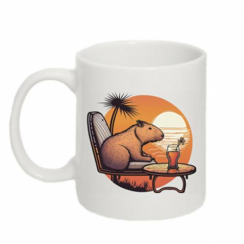 Чашка керамическая Капибара на отдыхе 320 мл Белый (13471237-1-184957)