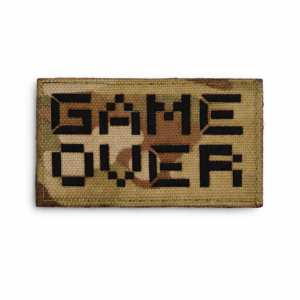 Шеврон на липучке Laser Cut Game Over 5х8 см Мультикам/Черный