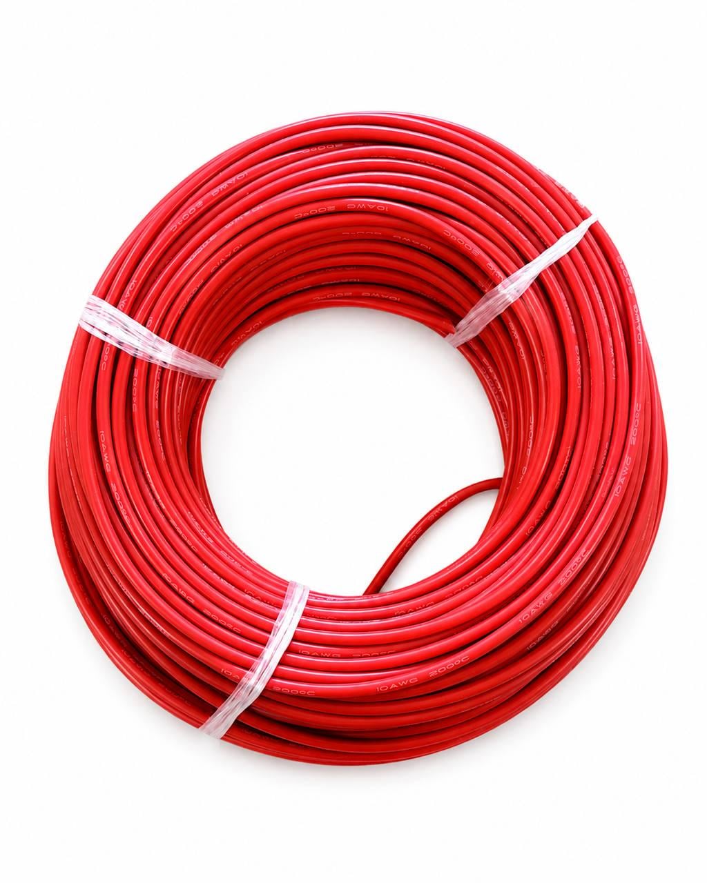 Кабель 10AWG силіконовий багатожильний мідний луджений бухта 100 м Червоний (03102)